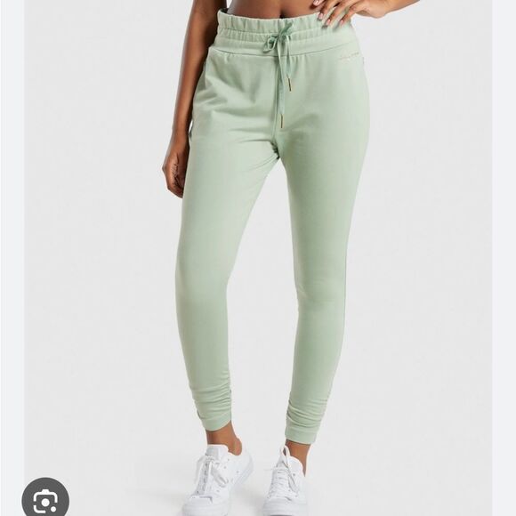 Gymshark x Whitney Simmons High Rise Fitted Joggers Zip Pockets XS Green - Picture 4 of 9